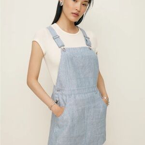 Reformation Darcie Linen Overall Striped Dress